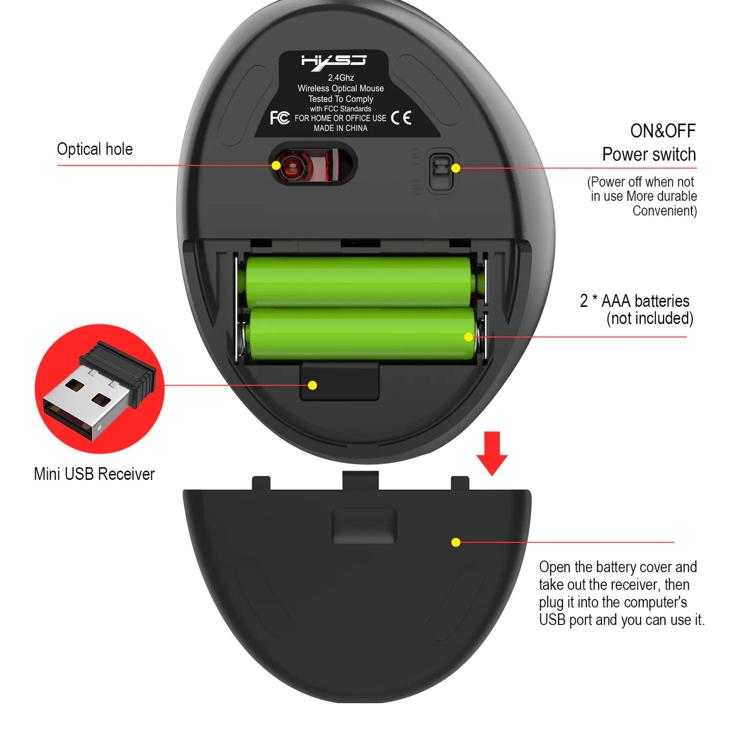 2.4G Ergonomic Wireless Vertical Mouse for Office Gaming